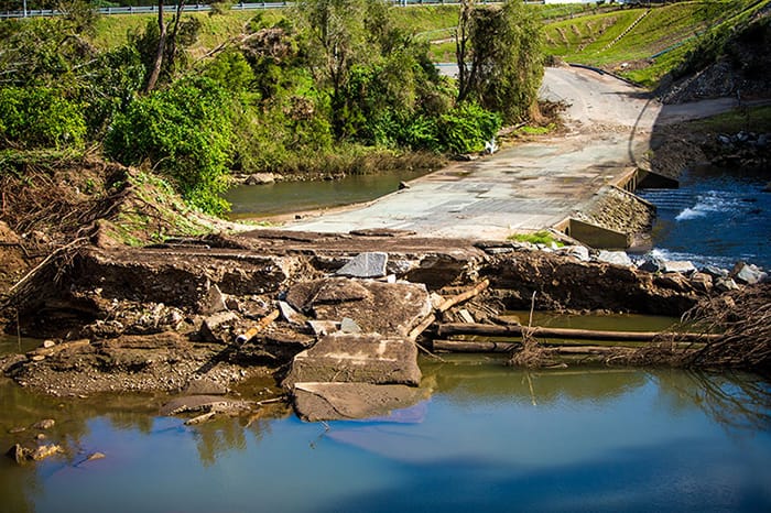 Damaged causeway