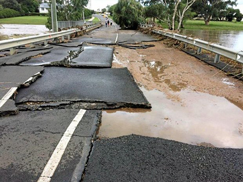 Flood damaged road